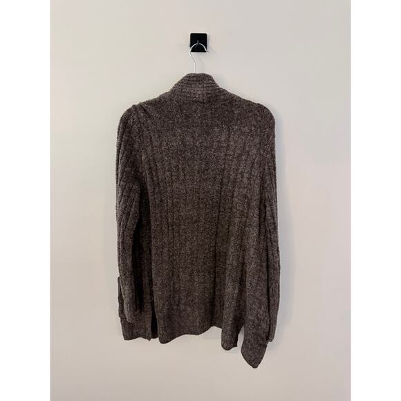 Barefoot Dreams CozyChic Lite ribbed cardigan in a brown/taupe color-Size L - Picture 4 of 5